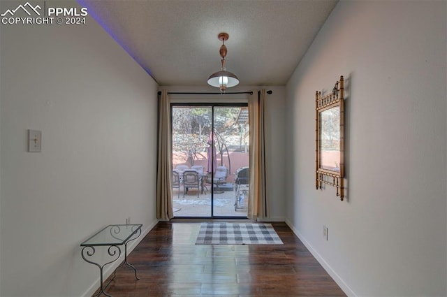 interior space with dark hardwood / wood-style flooring