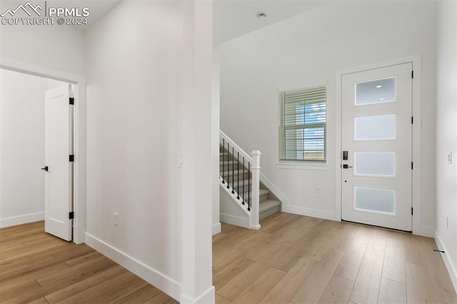 foyer entrance featuring light hardwood / wood-style floors