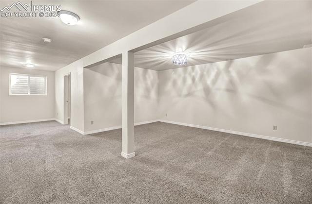 basement featuring carpet floors