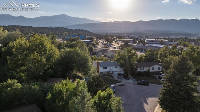 drone / aerial view with a mountain view