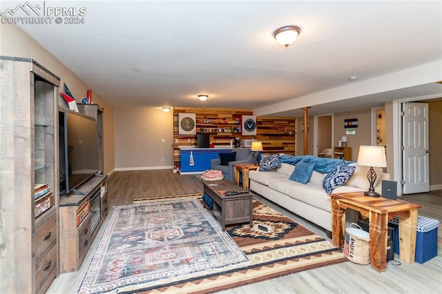 living room with light wood-type flooring