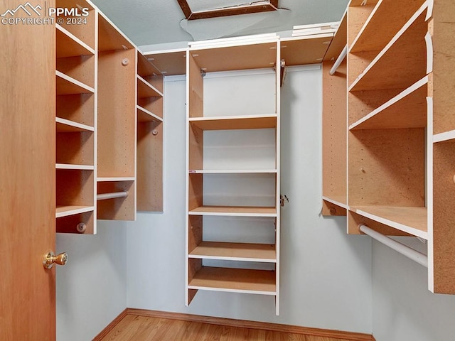 walk in closet featuring wood-type flooring