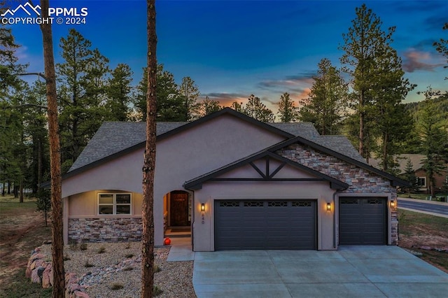 view of front of home with a garage