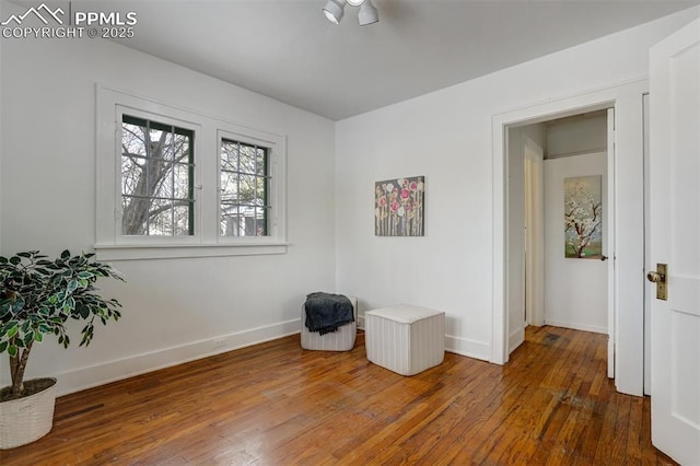 interior space with dark hardwood / wood-style floors