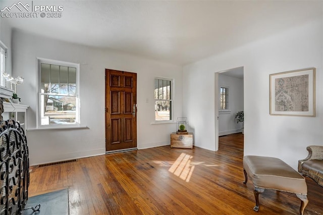 foyer entrance with dark wood-type flooring