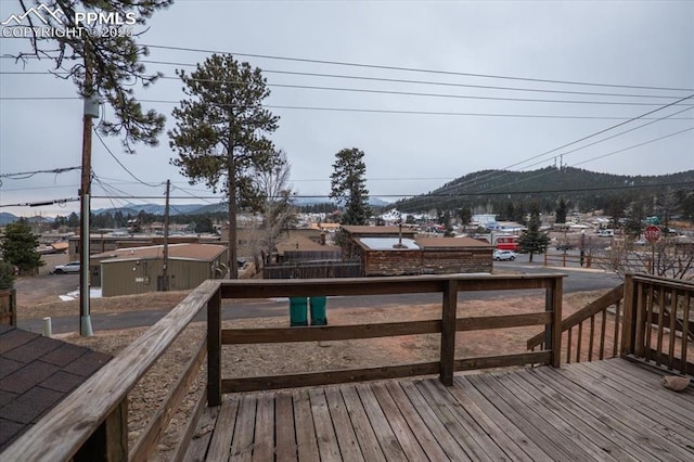 deck with a mountain view