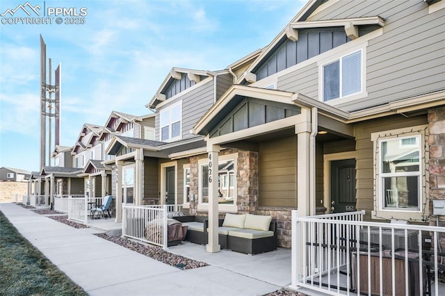 exterior space featuring a patio area and an outdoor hangout area