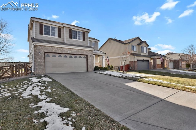 view of front property with a garage