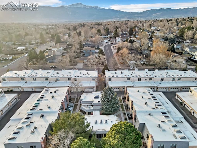 aerial view with a mountain view