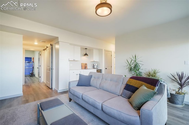 living room featuring light hardwood / wood-style floors