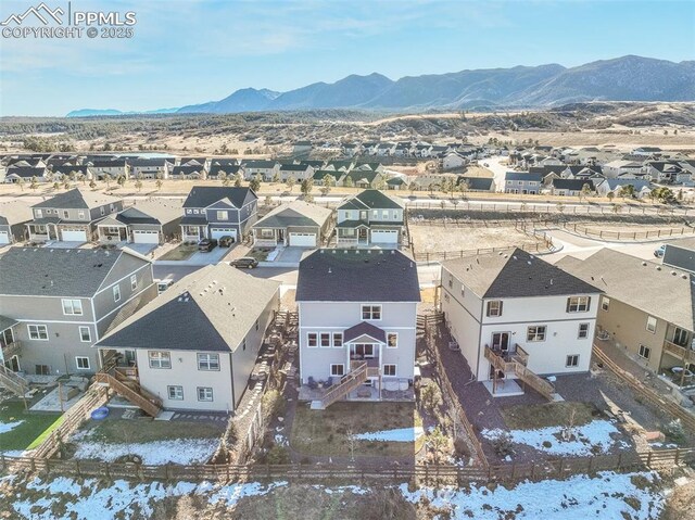 drone / aerial view with a mountain view