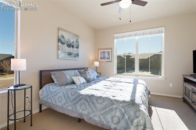 bedroom with carpet and ceiling fan