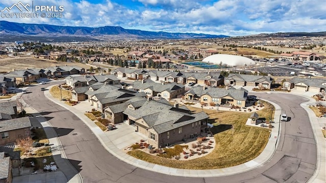 aerial view with a mountain view