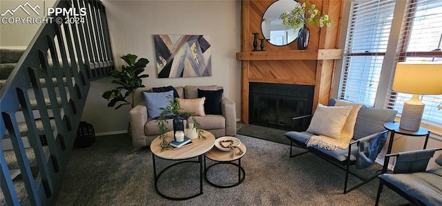 living room with carpet floors