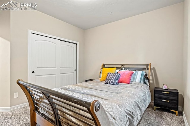 carpeted bedroom featuring a closet