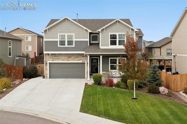 view of front facade with a front lawn and a garage