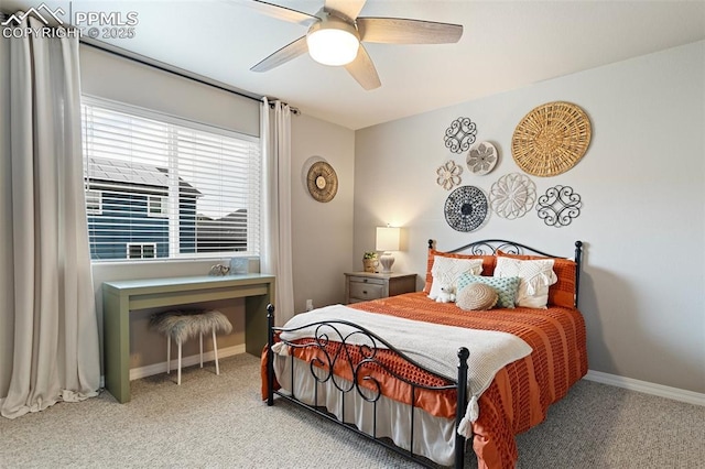 bedroom with carpet flooring and ceiling fan