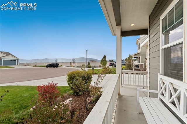 balcony with a mountain view