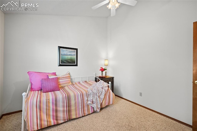 bedroom with carpet flooring and ceiling fan