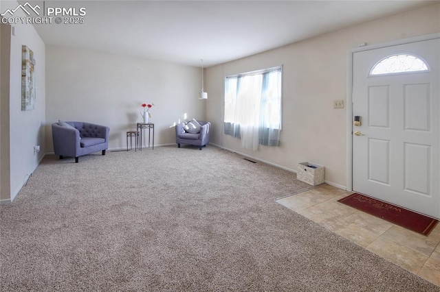 carpeted foyer entrance with plenty of natural light