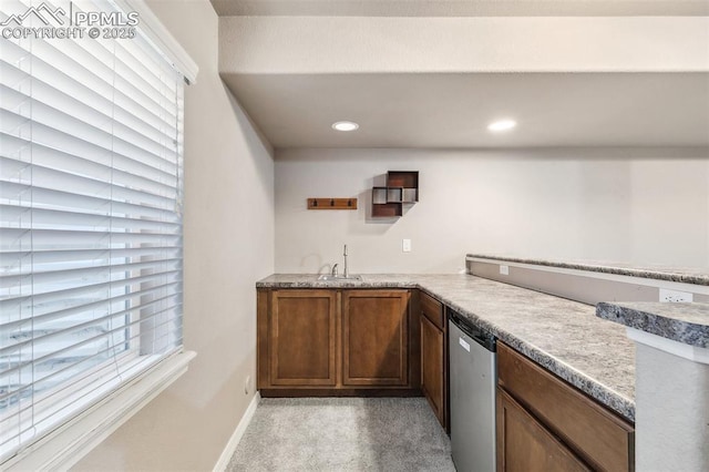 bar with dishwasher, sink, and refrigerator