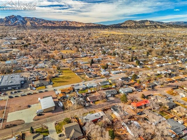 aerial view featuring a mountain view