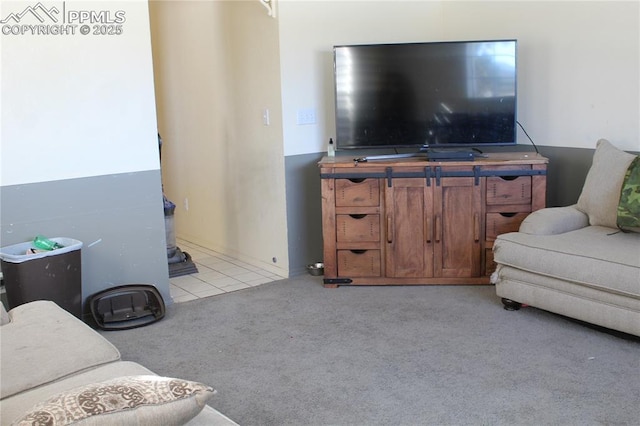 living room with light carpet