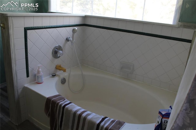 bathroom featuring a washtub