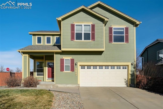 view of front of property featuring a garage