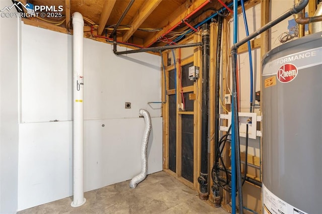 basement with water heater