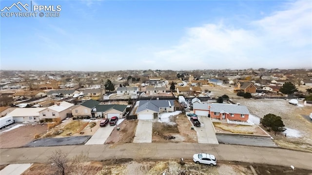 aerial view with a residential view