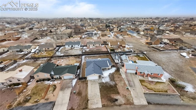 aerial view with a residential view