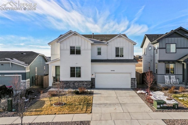 view of front of property with a garage