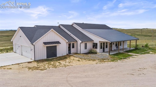 modern farmhouse with a porch