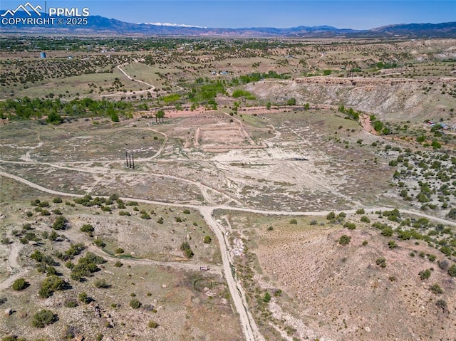 aerial view with a mountain view