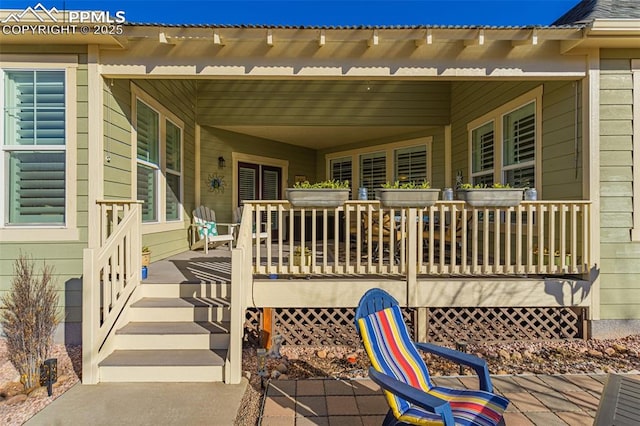 deck with covered porch