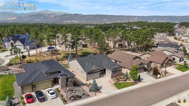 aerial view with a mountain view