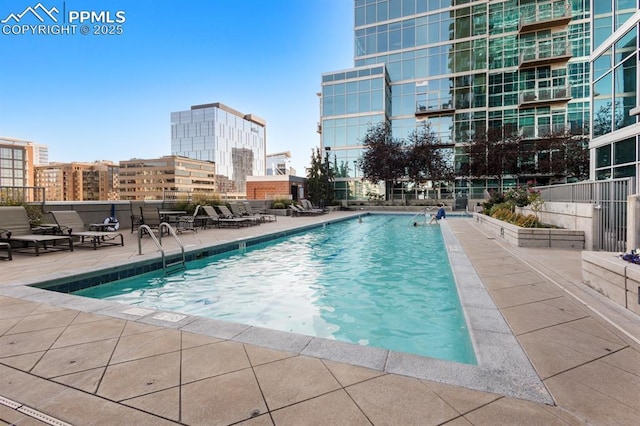 view of swimming pool with a patio area