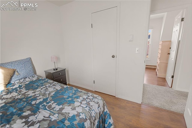 bedroom with hardwood / wood-style flooring