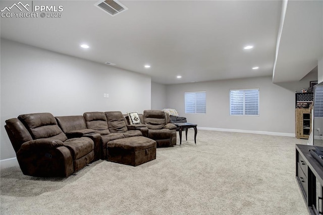 view of carpeted cinema room