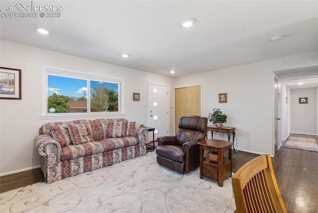 living room with wood-type flooring