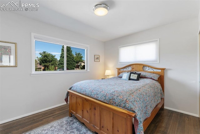 bedroom featuring dark wood-type flooring