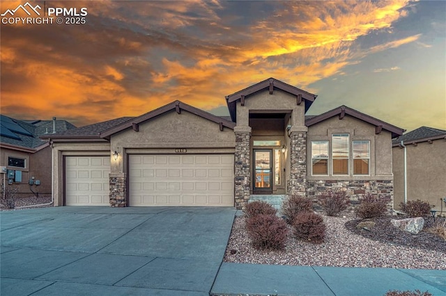 view of front of house with a garage