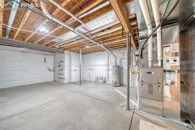 basement with gas water heater