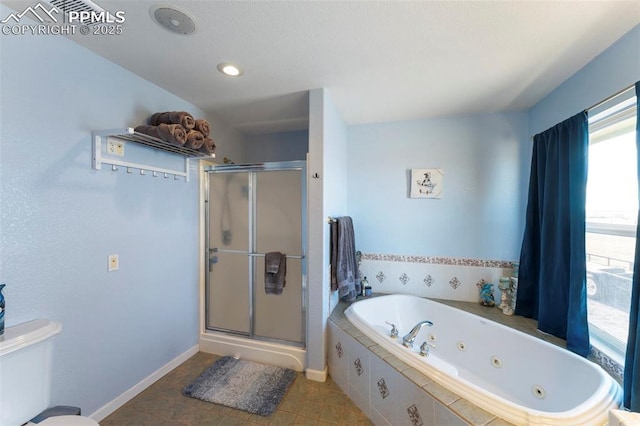 bathroom with plus walk in shower