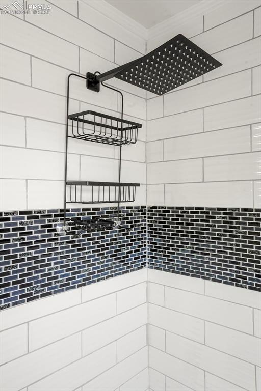 interior space with a tile shower