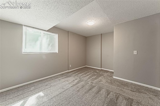 spare room with carpet and a textured ceiling