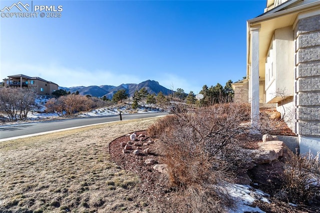 view of yard with a mountain view