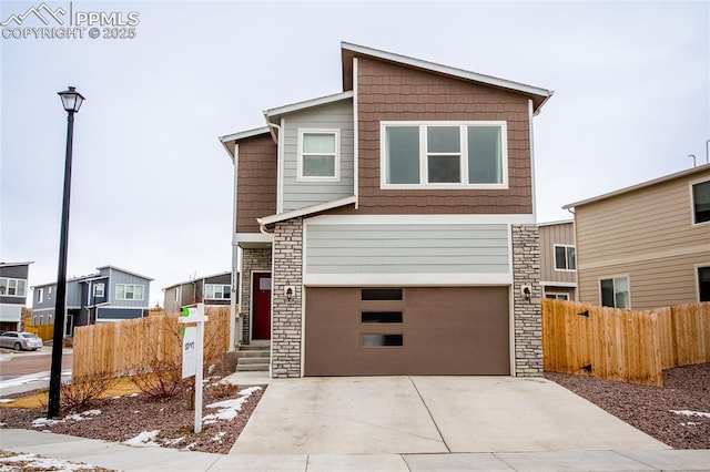 view of front facade with a garage