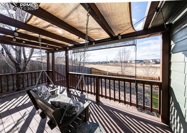 wooden deck with an outdoor living space